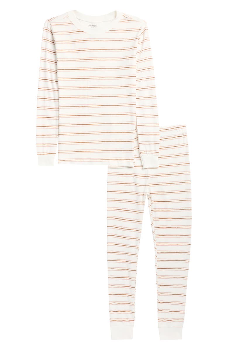 Petit Lem Kids' Print Fitted Cotton Two-Piece Pajama Set, Main, color, Off White