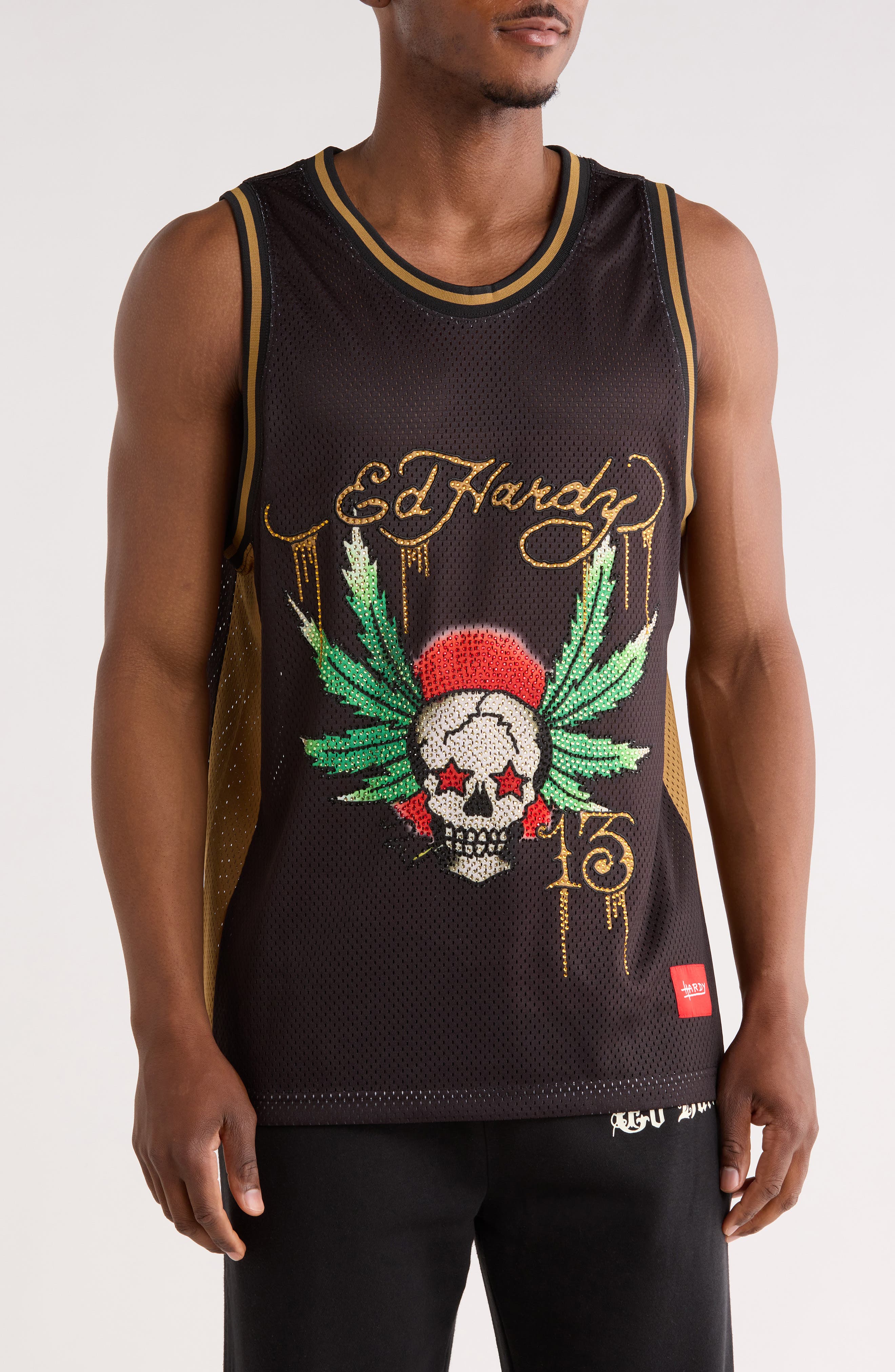 Ed Hardy Rhinestone Skull Graphic Jersey