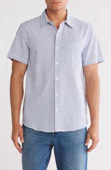 Joe's Stripe Cotton Seersucker Short Sleeve Button-Up Shirt