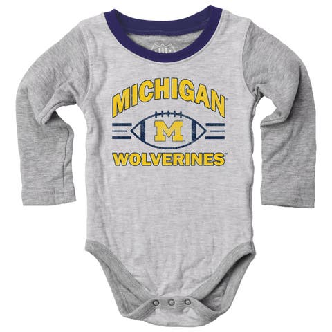 Infant Wes & Willy  Heather Gray Michigan Wolverines Jie Jie Hopper Set