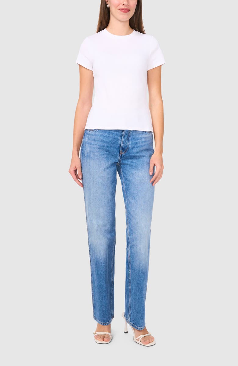 Halogen<sup>®</sup> Rib Stretch Cotton T-Shirt, Alternate, color, Bright White