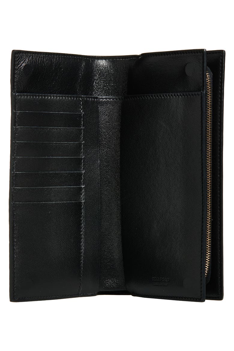 Shiny Croc Embossed Leather Vertical Wallet, Alternate, color, BLACK