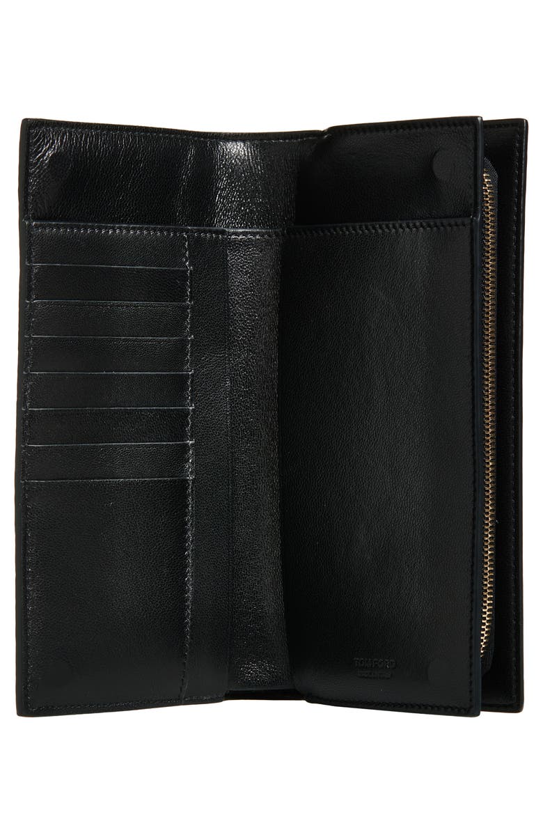 TOM FORD Shiny Croc Embossed Leather Vertical Wallet, Alternate, color, Black