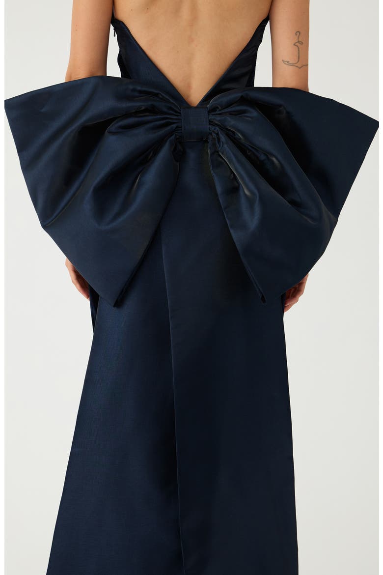 Tiffany Satin & Velvet Gown, Alternate, color, MIDNIGHT BLUE
