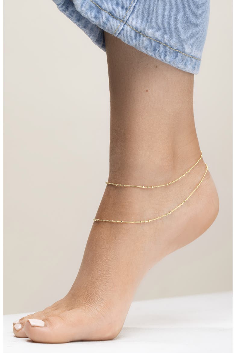 Mykonos 14K Gold Station Anklet (Nordstrom Exclusive), Alternate, color, 14K YELLOW GOLD