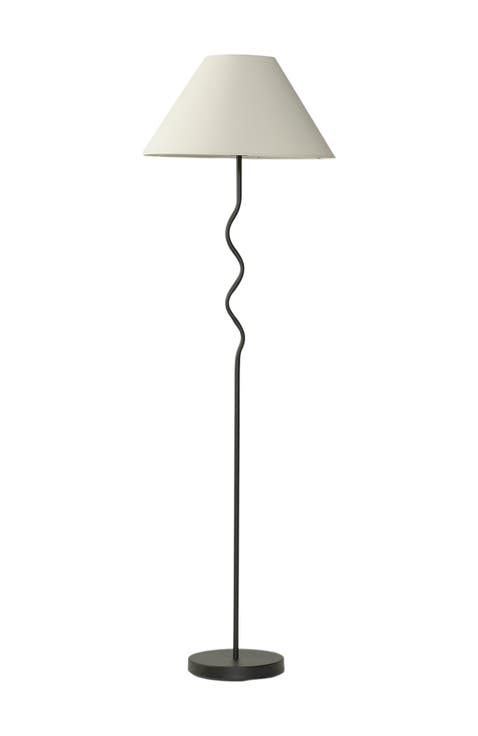 Squiggle 62" LED Modern Wavy Floor Lamp with Fabric Shade, Bulb Included