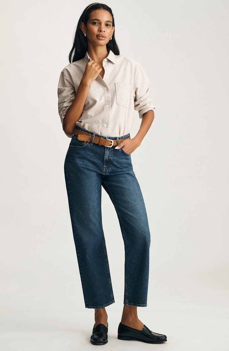 Mavi Jeans Stripe Cotton Button-Up Shirt, Alternate, color, Burgundy Striped