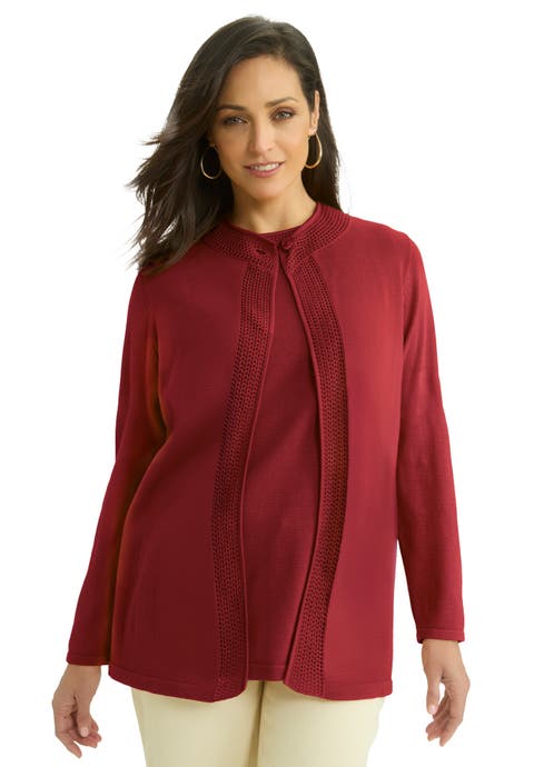 Crochet Trim Cardigan (Plus)