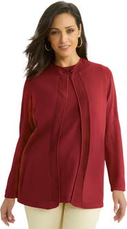 Jessica London Crochet Trim Cardigan