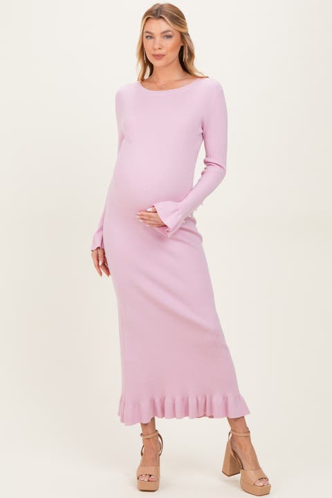 Ribbed Knit Bow Back Maxi Dress