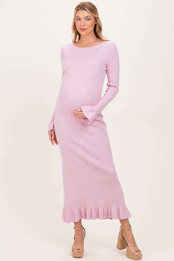 PinkBlush Ribbed Knit Bow Back Maxi Dress | Nordstrom