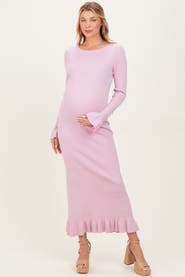 PinkBlush Ribbed Knit Bow Back Maxi Dress