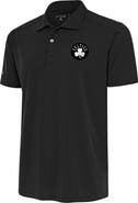 ANTIGUA Men's Antigua Gray Boston Celtics Metallic Logo Tribute Desert Dry Polo