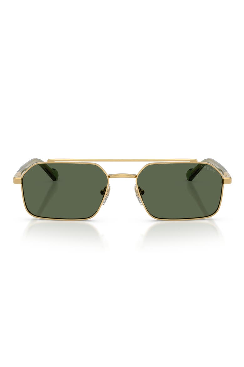 57mm Irregular Rectangular Sunglasses, Main, color, GOLD / DARK GREEN
