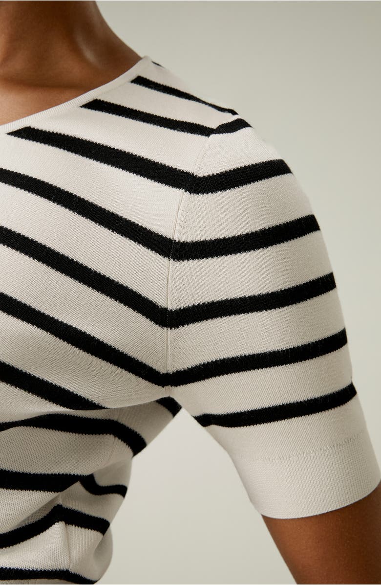 Lilysilk Silk Striped Cropped Knit Top, Alternate, color, White With Black Stripes