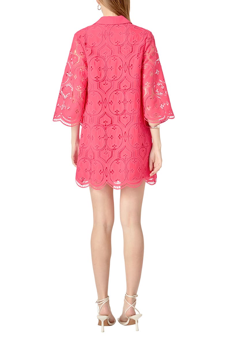 Embroidered Collar Minidress, Alternate, color, FUCHSIA