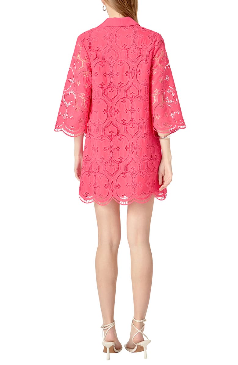 English Factory Embroidered Collar Minidress, Alternate, color, Fuchsia