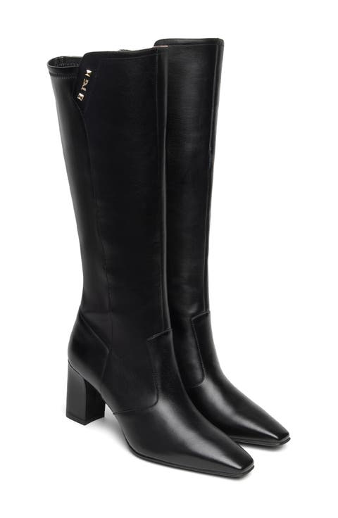 Pointed Toe Stretch Knee High Boot