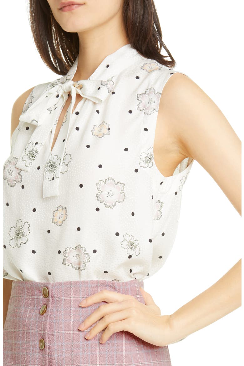 Sonnet Fleur Sleeveless Silk Blend Top, Alternate, color, SNOW COMBO