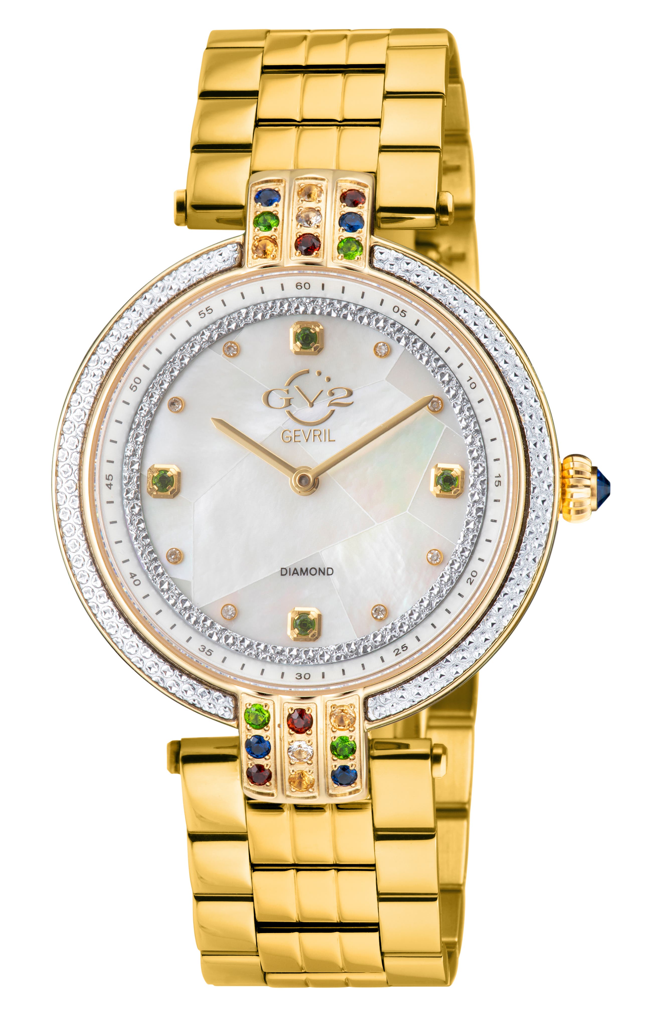 GV2 Matera Swiss Quartz White Mother of Pearl Dial Diamond Bracelet Watch, 35mm - 0.04ct.