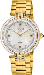 GV2 Matera Swiss Quartz White Mother of Pearl Dial Diamond Bracelet Watch, 35mm - 0.04ct.