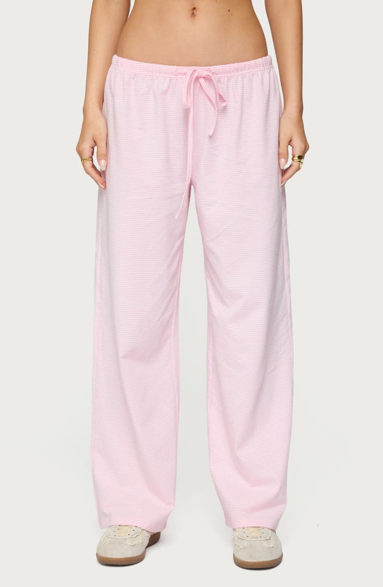 EDIKTED Olivia Stripe Relaxed Fit Drawstring Pants, Main, color, Light-Pink