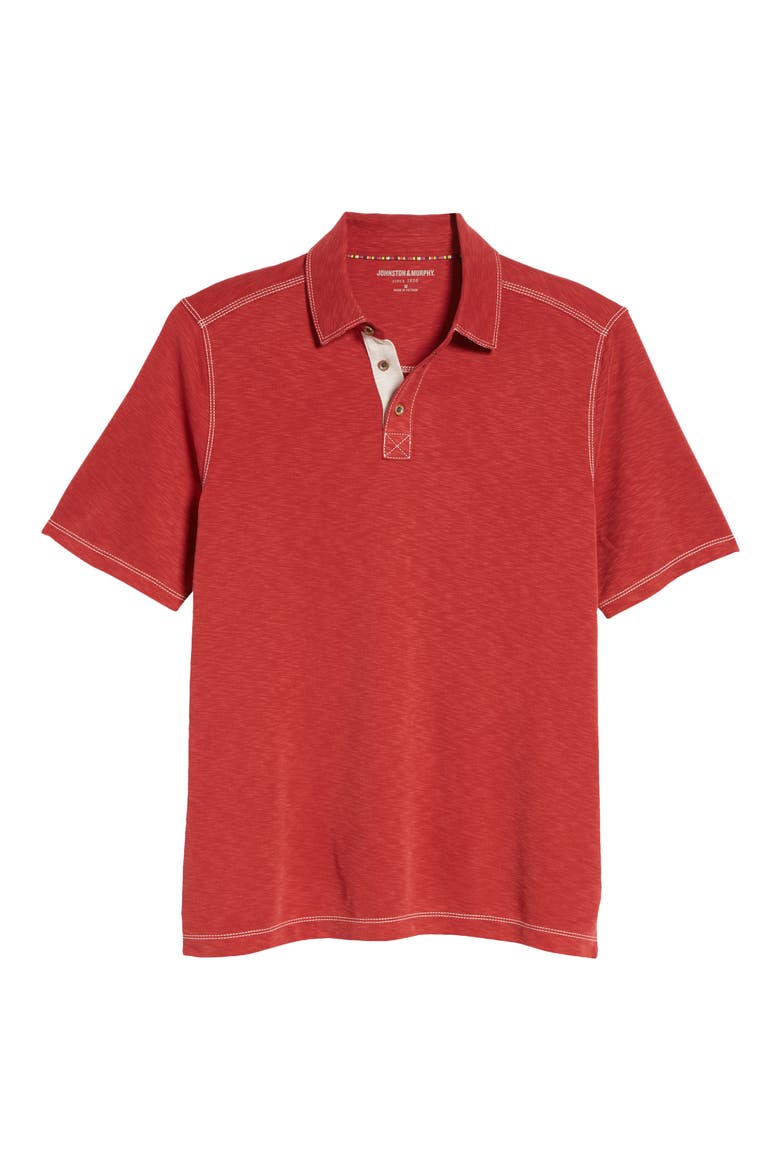 Slub Men's Polo, Alternate, color, RED