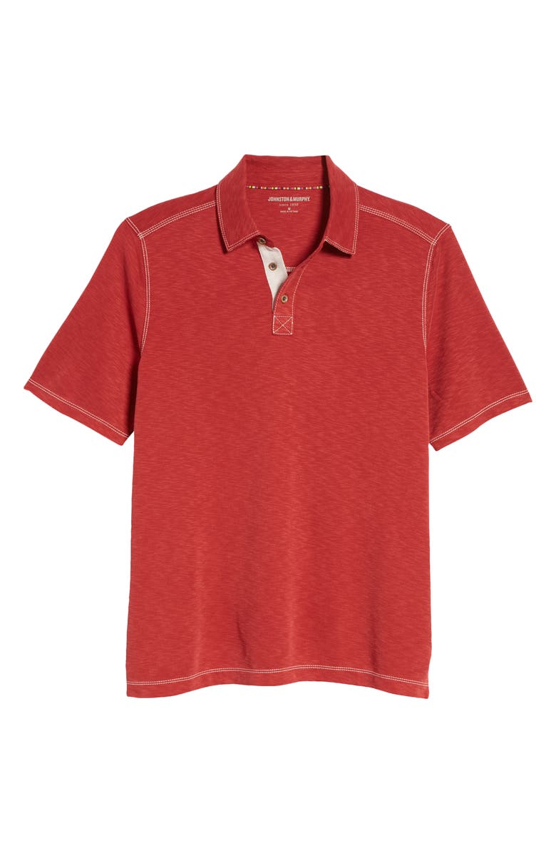 Johnston & Murphy Slub Men's Polo, Alternate, color, Red