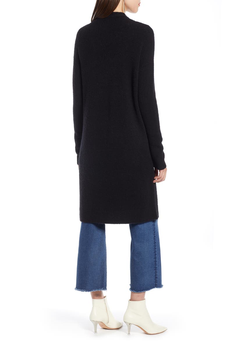 Long Open Front Cardigan, Alternate, color, BLACK