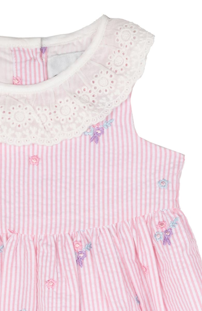 Rare Editions Seersucker Stripe Dress & Bloomers, Alternate, color, 