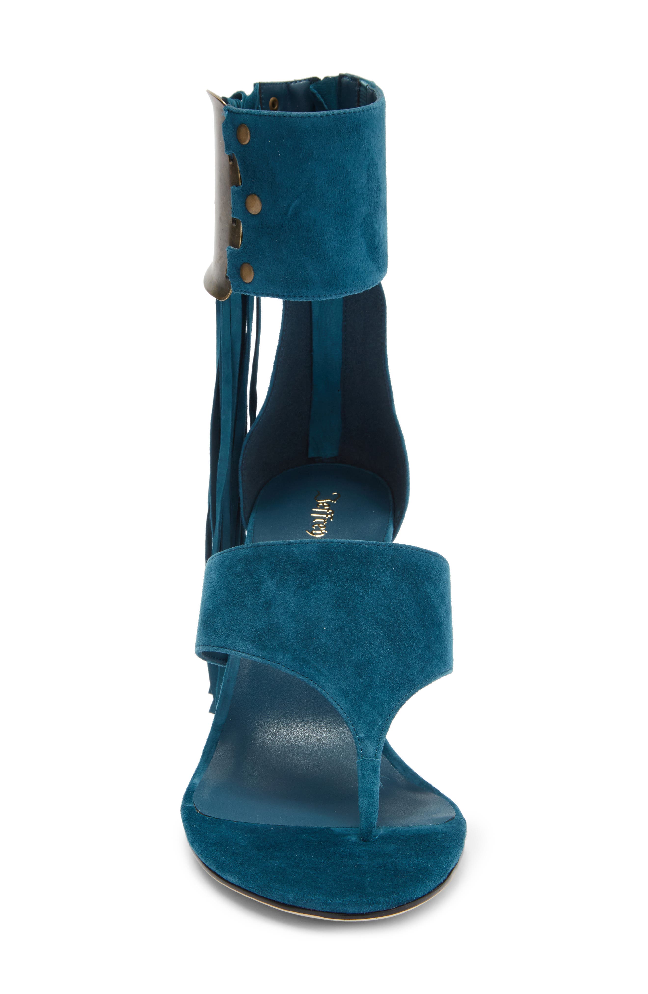 Jeffrey Campbell I Dare U Ankle Cuff Sandal, Alternate, color, Dusty Turquoise Suede