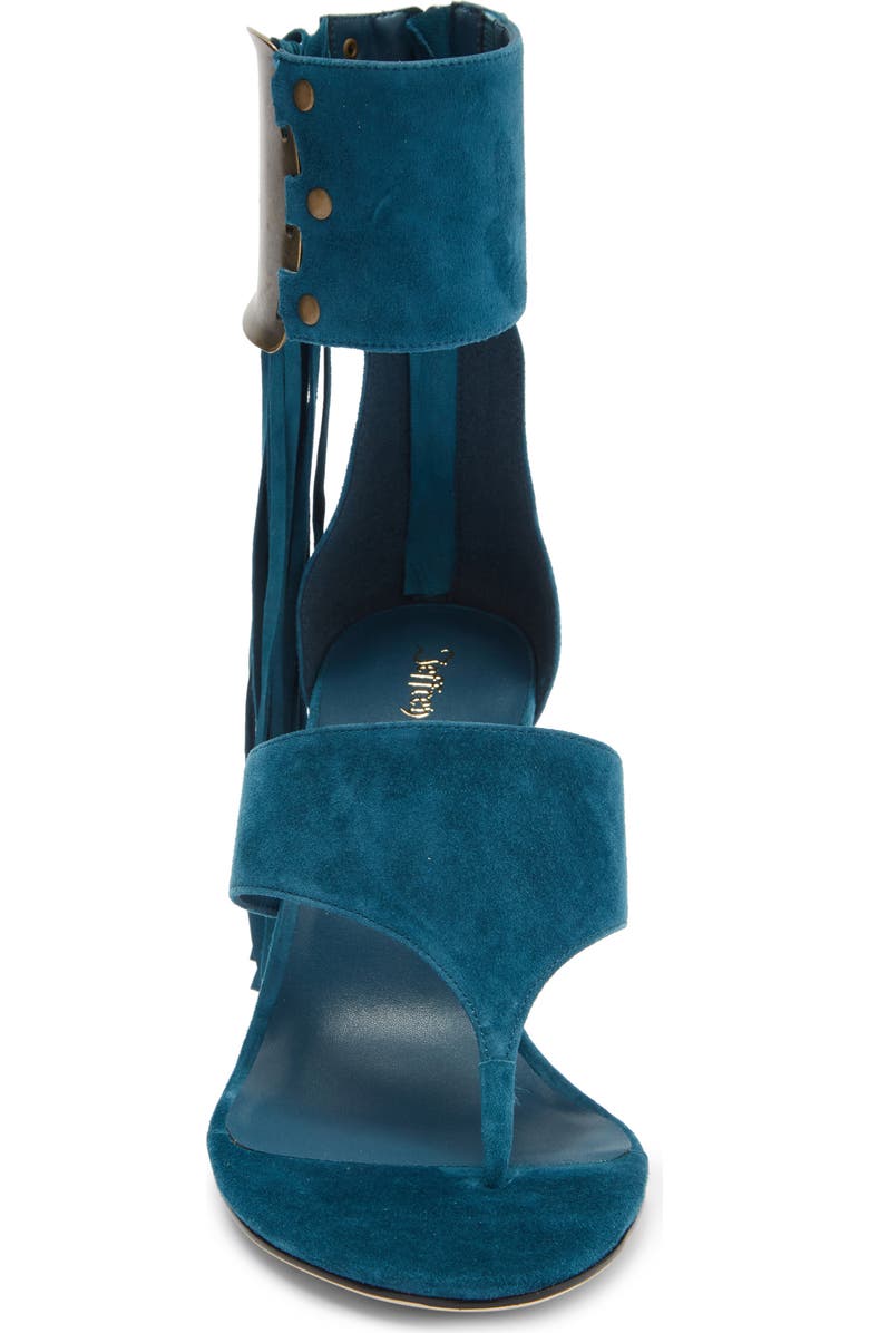Jeffrey Campbell I Dare U Ankle Cuff Sandal, Alternate, color, Dusty Turquoise Suede