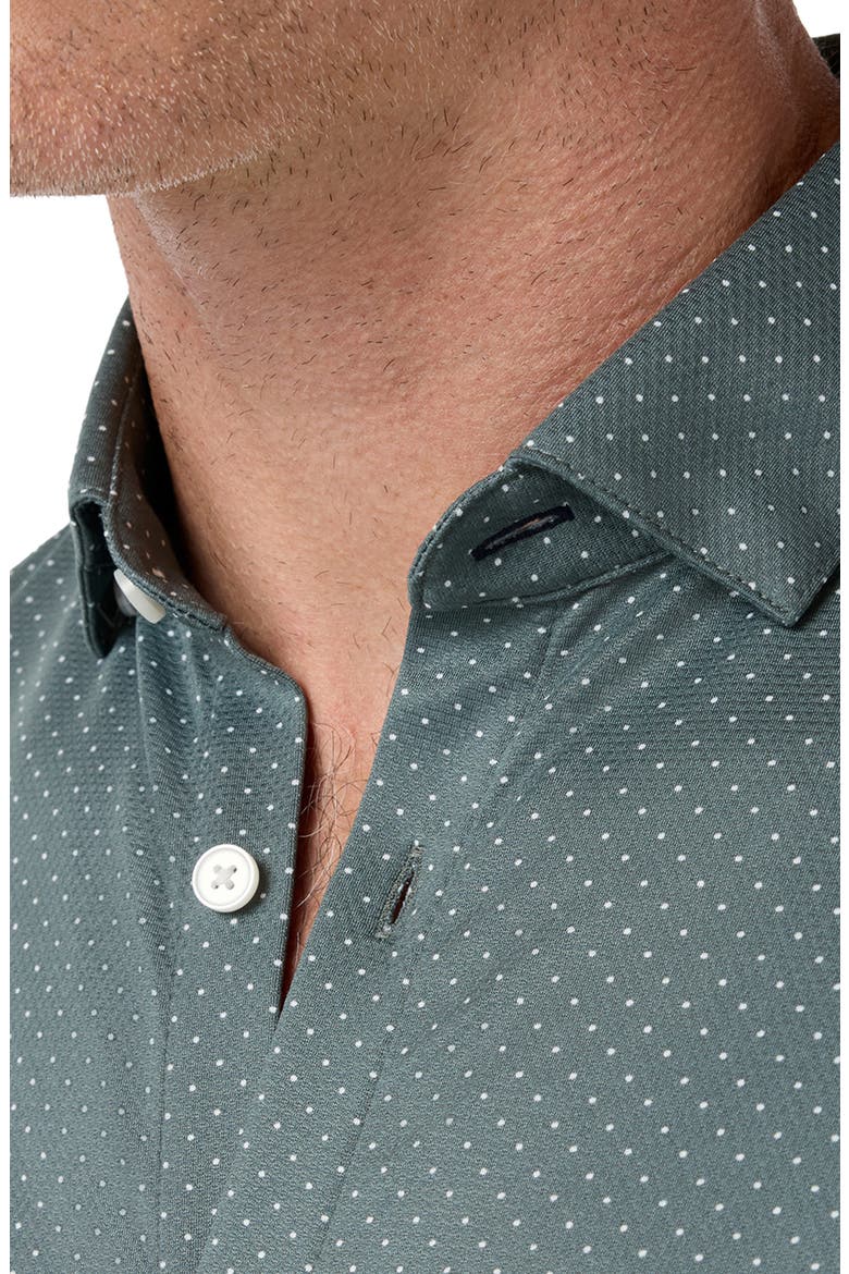 Halyard Trim Fit Short Sleeve Performance Button-Up Shirt, Alternate, color, HEMLOCK DOT