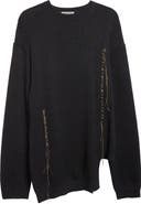 Yohji Yamamoto Asymmetric Embroidered Wool & Cotton Sweater