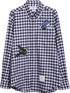 Thom Browne Bird Appliqué Gingham Straight Fit Cotton Flannel Button-Down Shirt