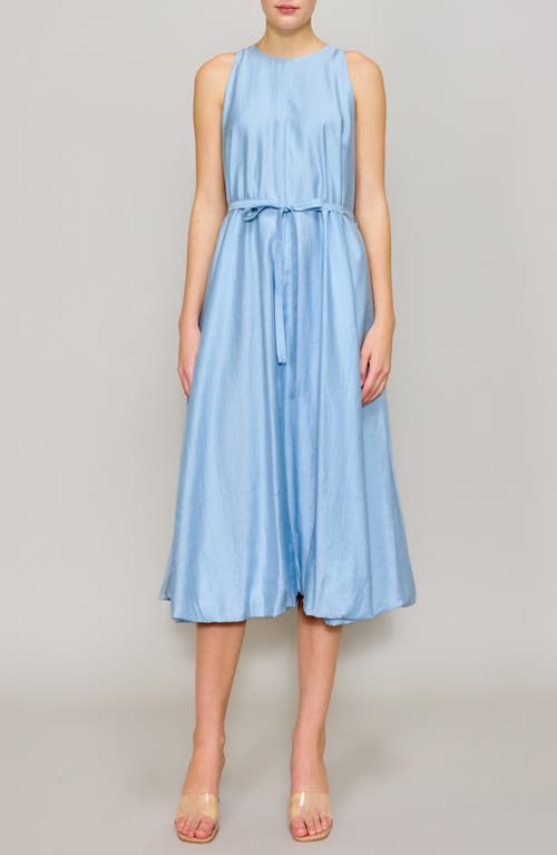 Melloday Bubble Hem Trapeze Midi Dress In Icy Blue