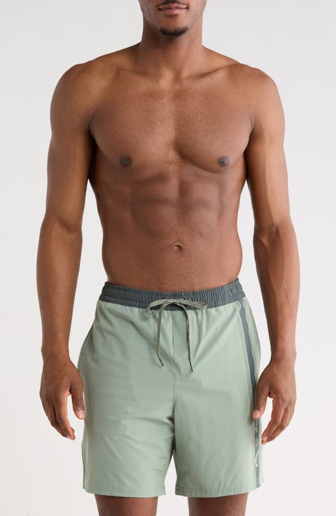 Trade Logo Stripe Volley Swim Shorts
