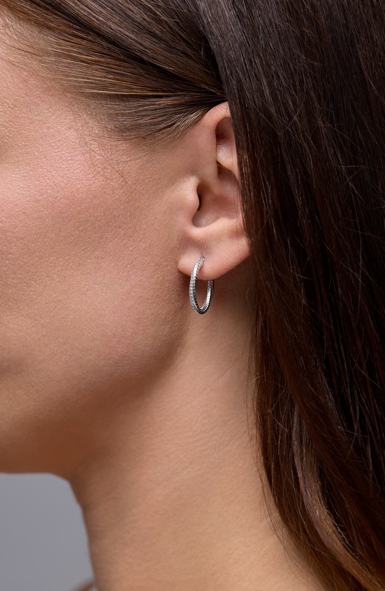 Bony Levy 14K Gold Textured Hoop Earrings, Alternate, color, 14K White Gold