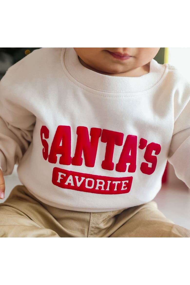 Santa's Favorite Puff Ink Christmas Long Sleeve Romper, Alternate, color, Natural
