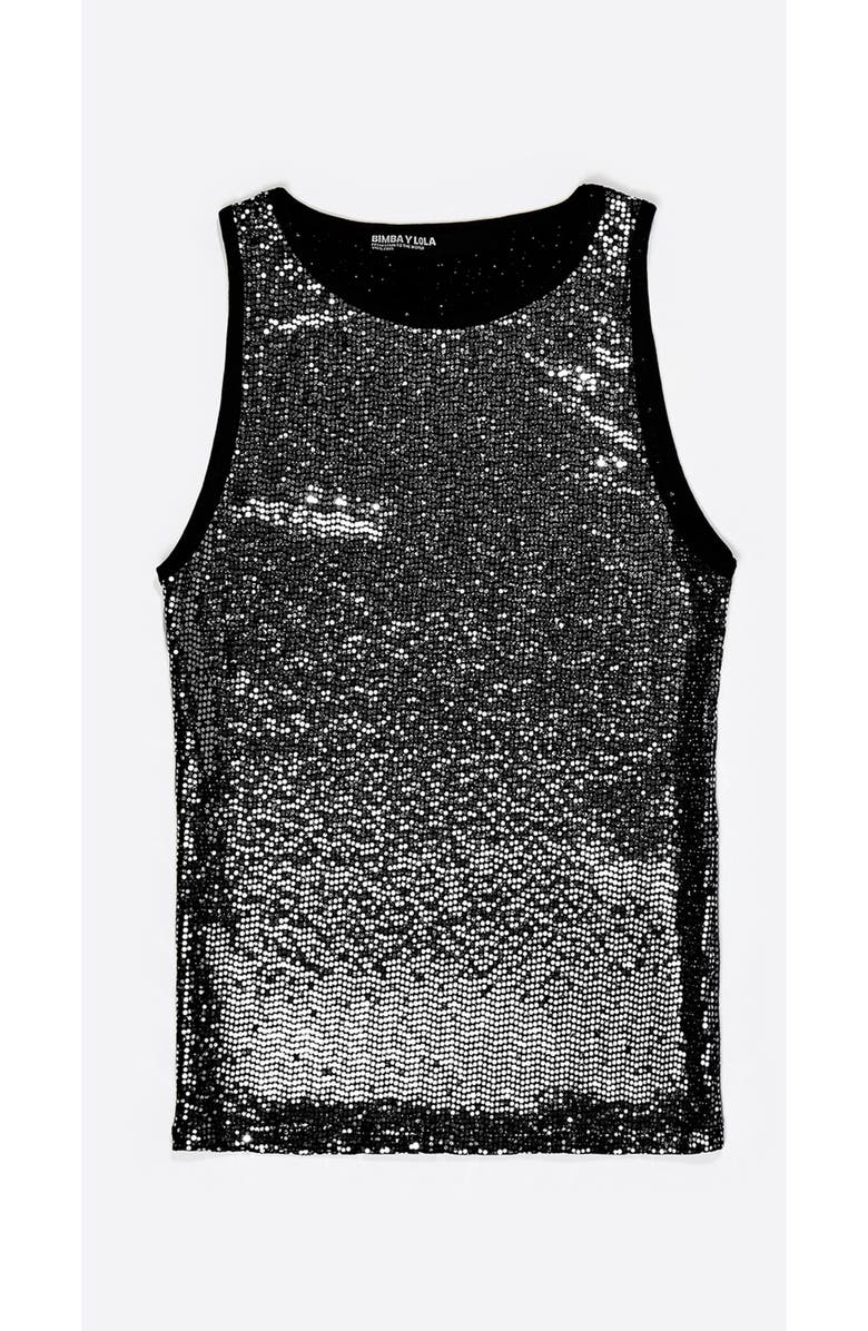 Bimba y Lola Sequin Sleeveless Top, Main, color, Dark Grey