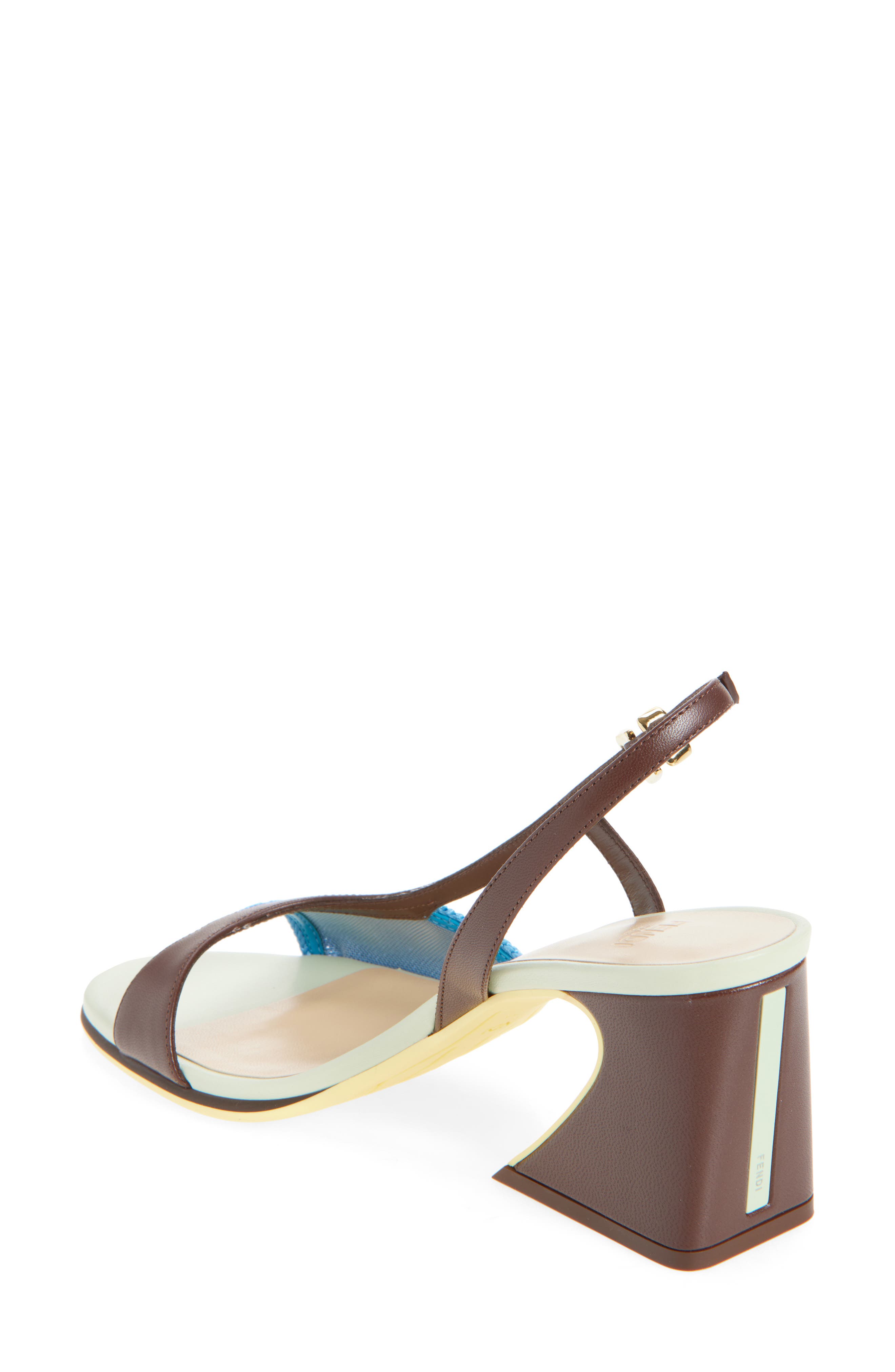 Fendi Arco Slingback Sandal, Alternate, color, Blue Carta Zucch Mahogany