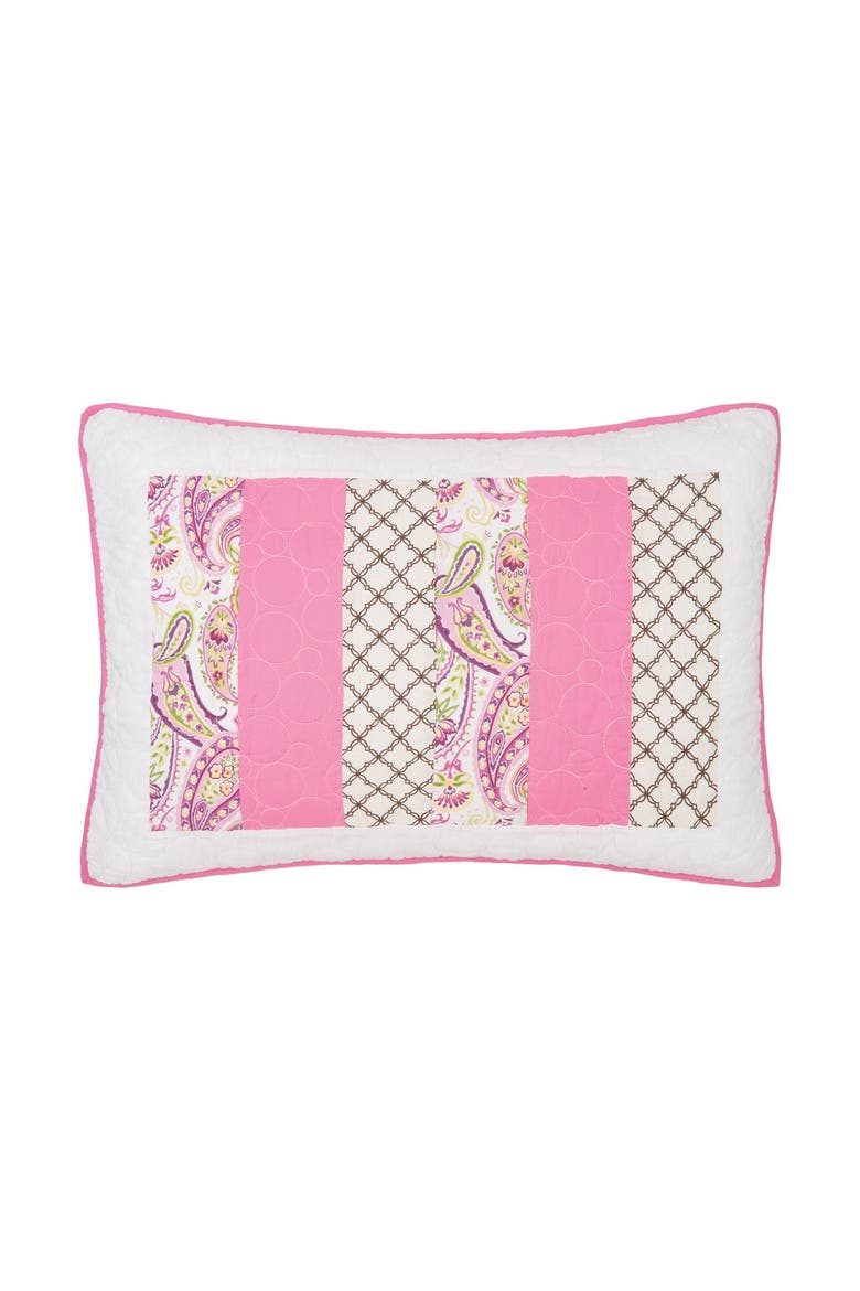 Kendall Pink Green Contemporary Cotton Standard Pillow Sham, Alternate, color, Pink