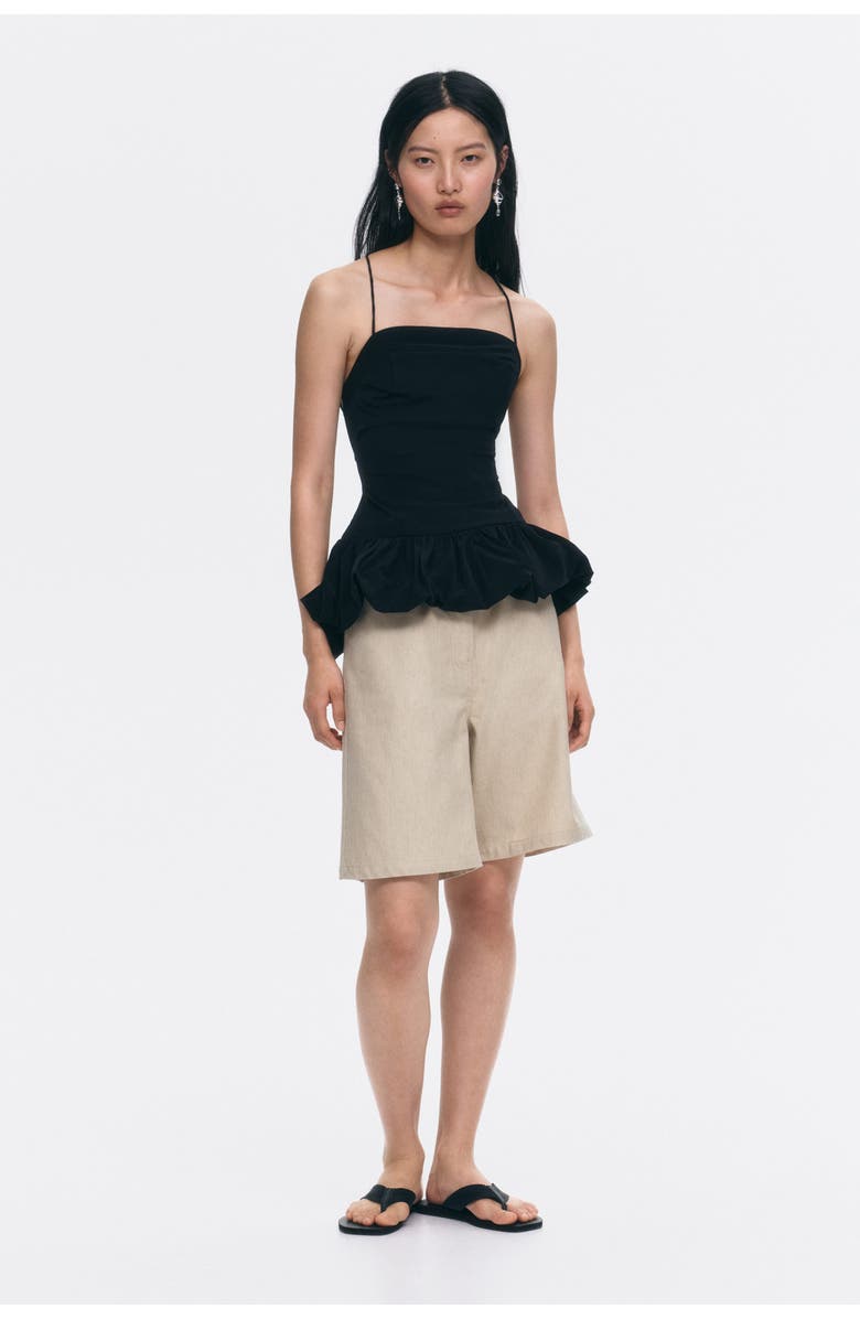 H&M Linen-blend Bermuda Shorts, Alternate, color, Light Beige