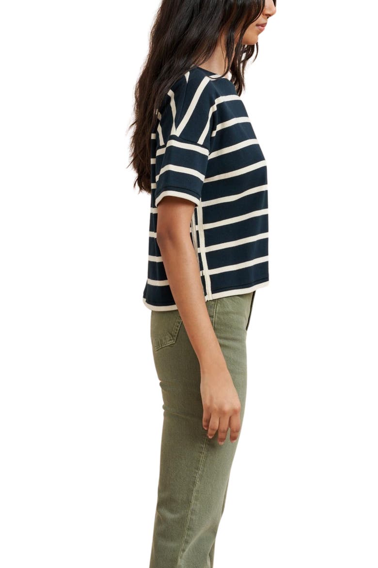 Short Sleeve Breton Tee, Alternate, color, Navy/Ecru