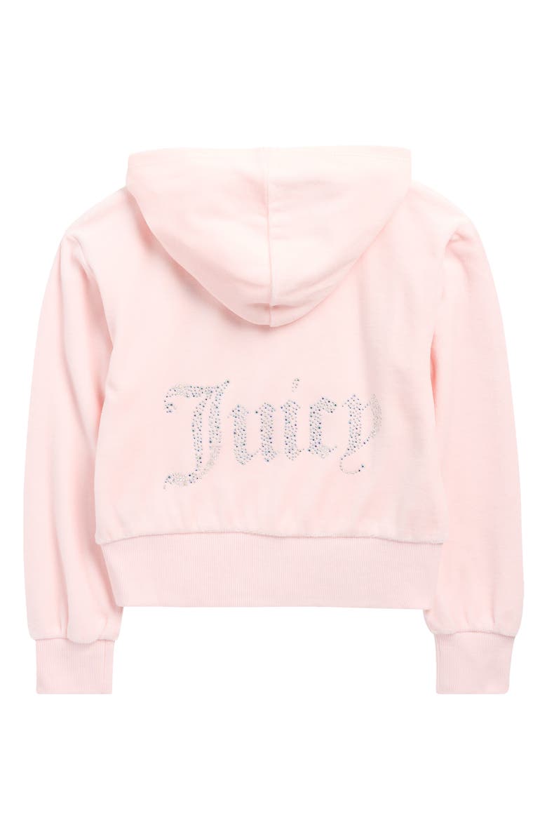 Juicy Couture Kids' Velour Zip Hoodie & Ruffle Skirt Set, Alternate, color, Barely Pink