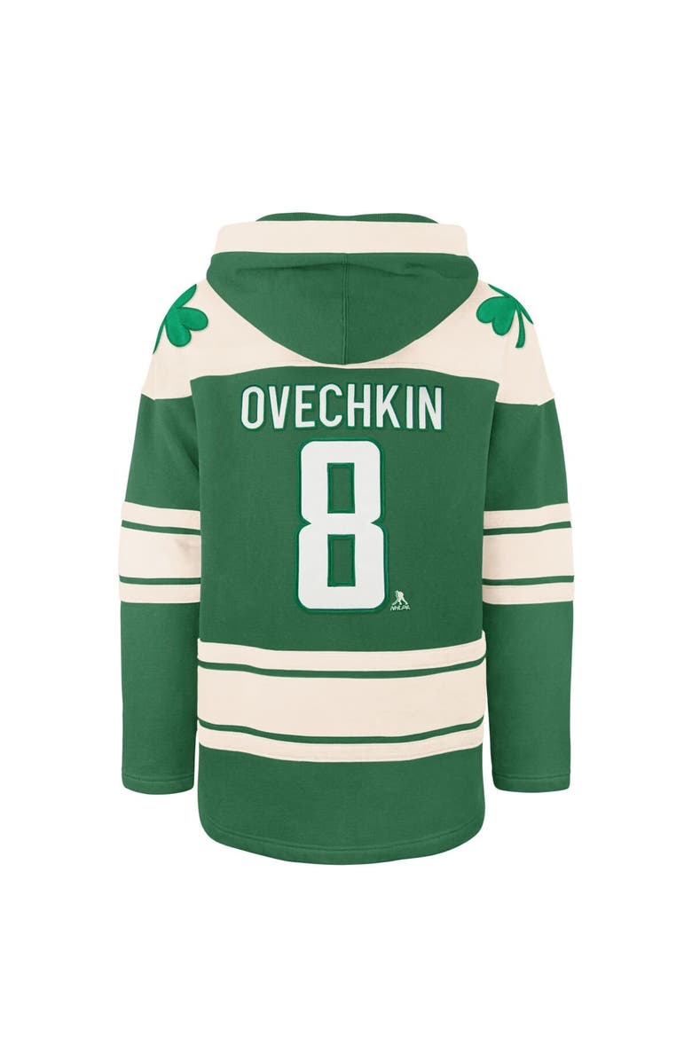 '47 Men's '47 Alexander Ovechkin Kelly Green Washington Capitals St. Patrick's Day Player Name & Number Lacer Pullover Hoodie, Alternate, color, Kelly Green
