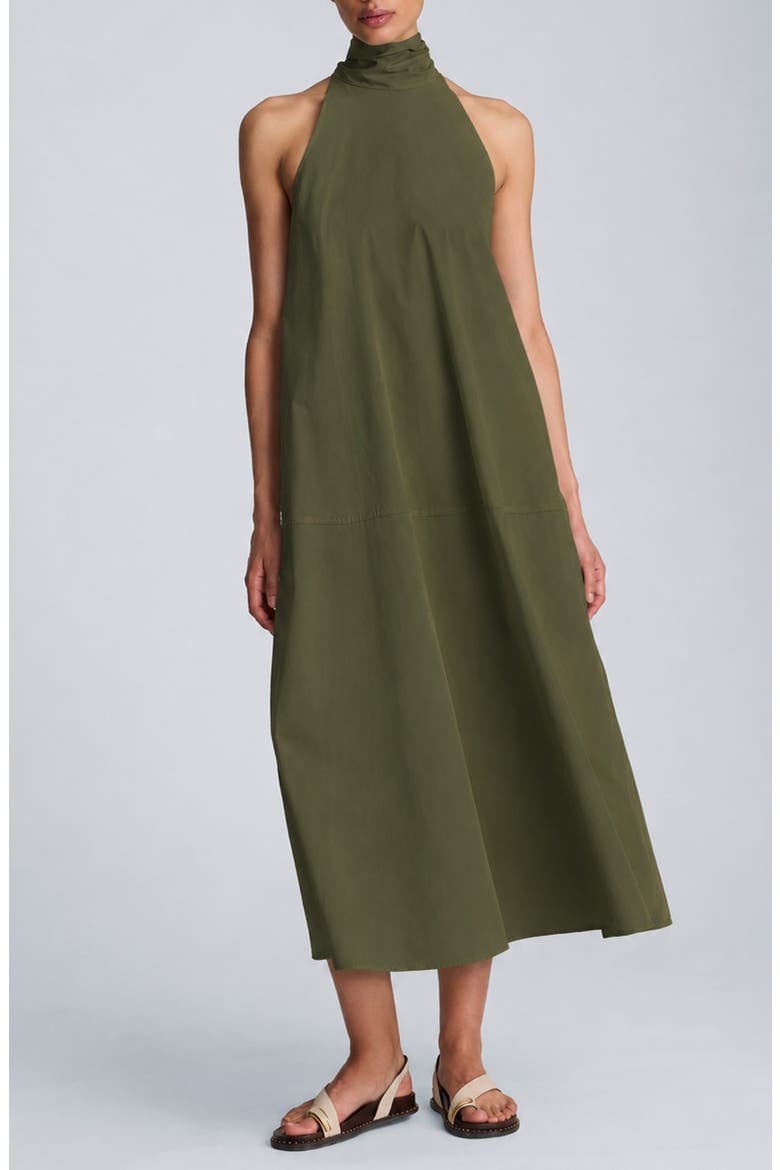 Sleeveless A-Line Dress, Main, color, BREEN