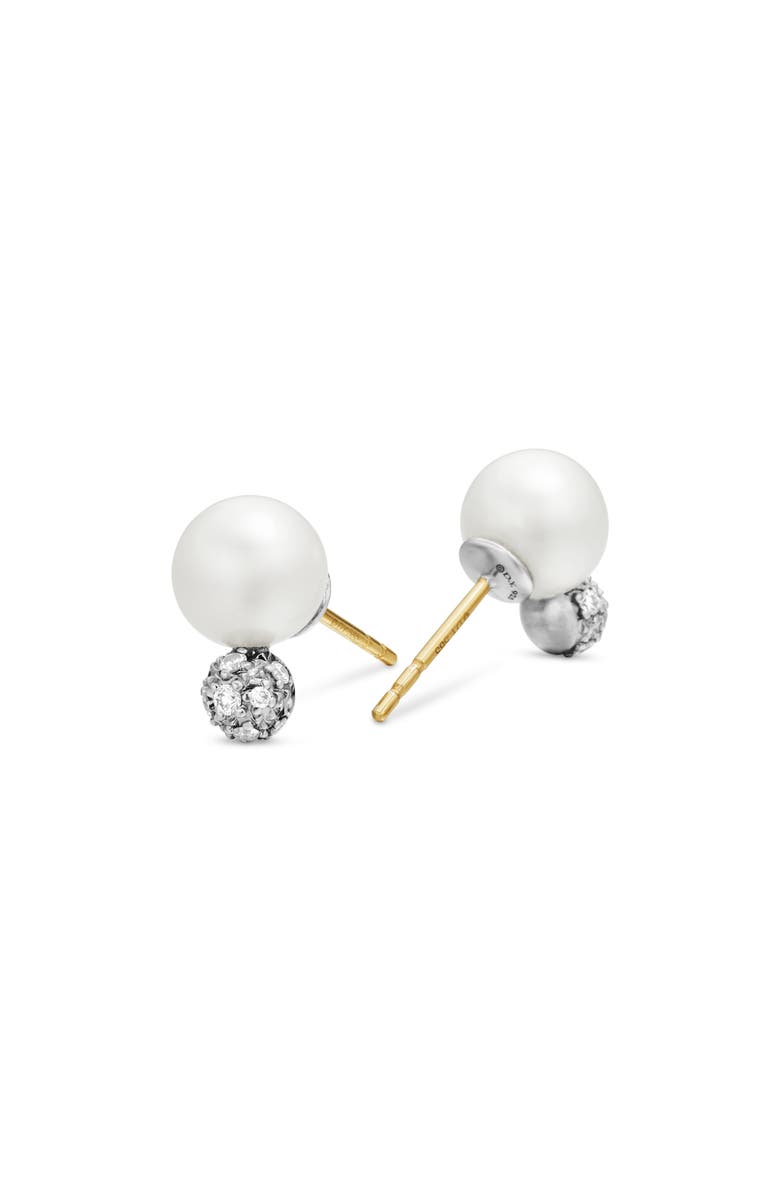David Yurman Pearl & Pavé Solari Stud Earrings with Diamonds, Alternate, color, Sterling Silver