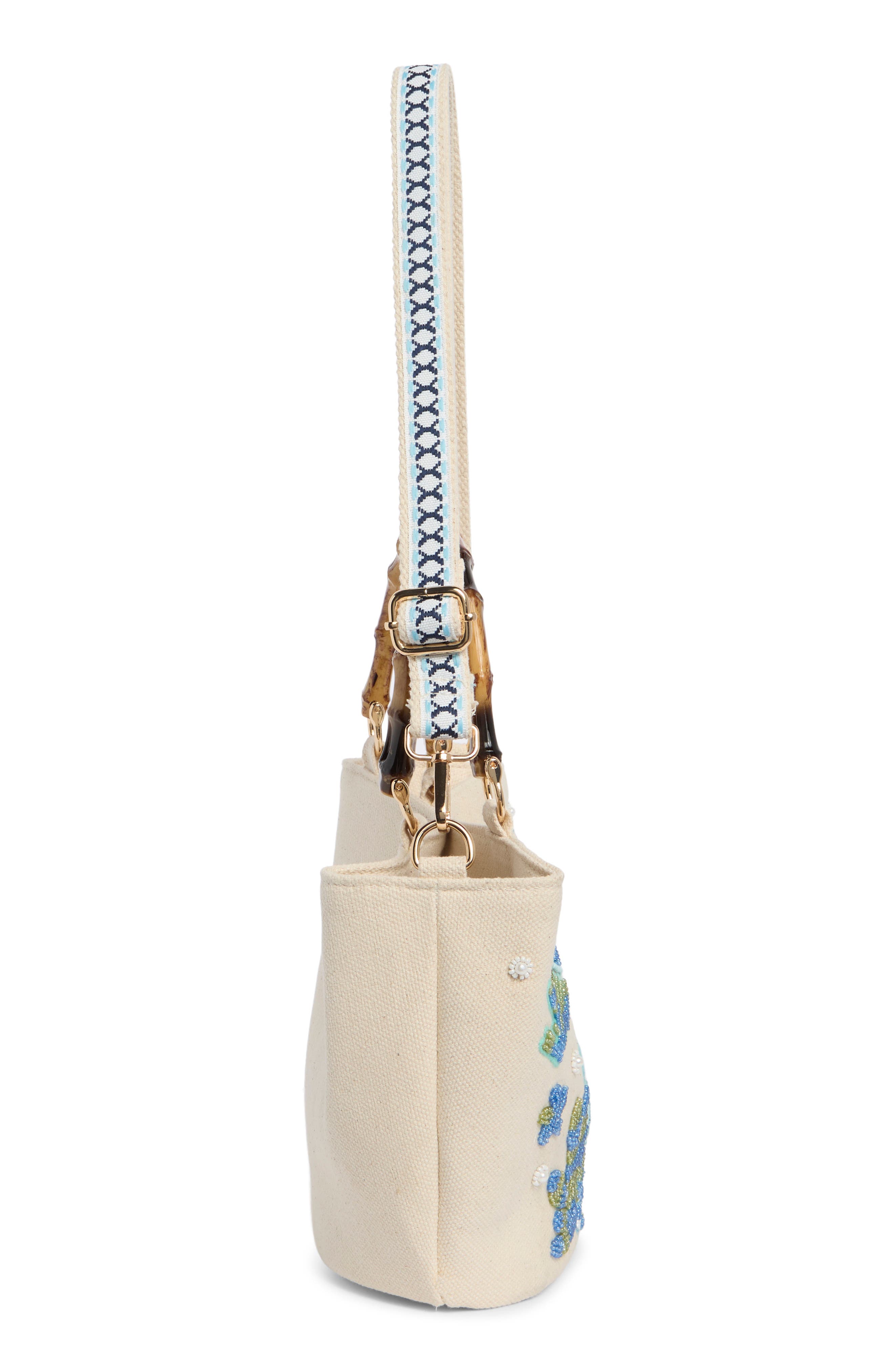 Beaded Canvas Tote Bag, Alternate, color, LIGHT BLUE