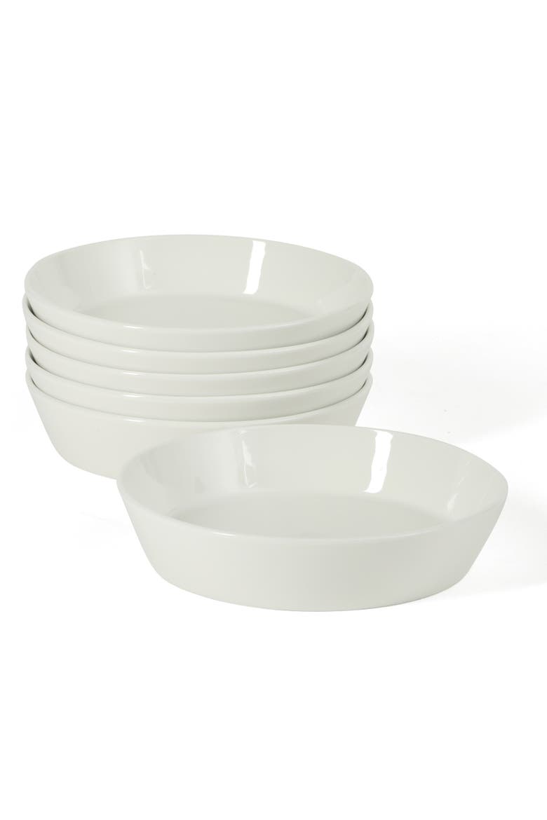 Selma Porcelain Shallow Salad and Pasta Bowls, Alternate, color, White